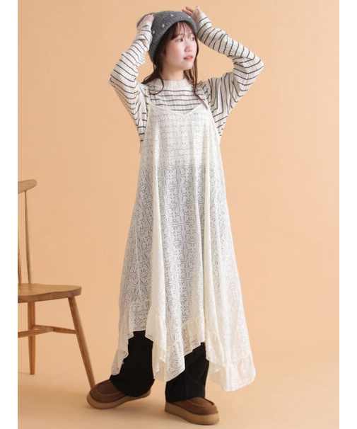 レースイレヘムキャミワンピース