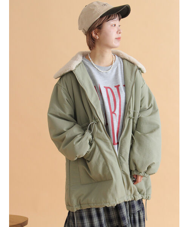 襟ボア中綿ジャケット