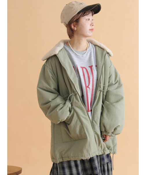 襟ボア中綿ジャケット