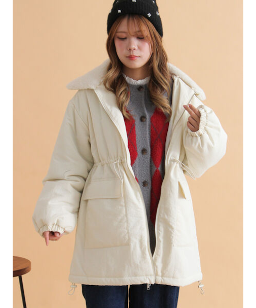 襟ボア中綿ジャケット