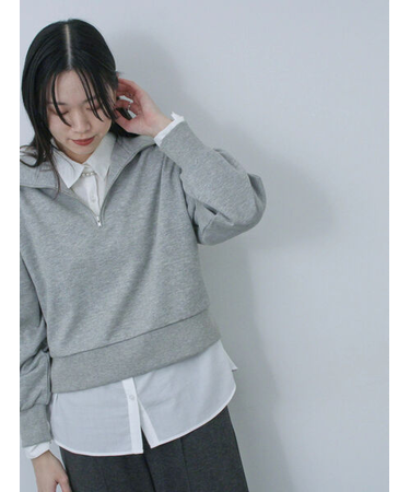 ラメ裏毛ハーフジッププルオーバー
