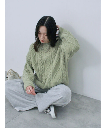 【帯電防止】マットモールニットプルオーバー