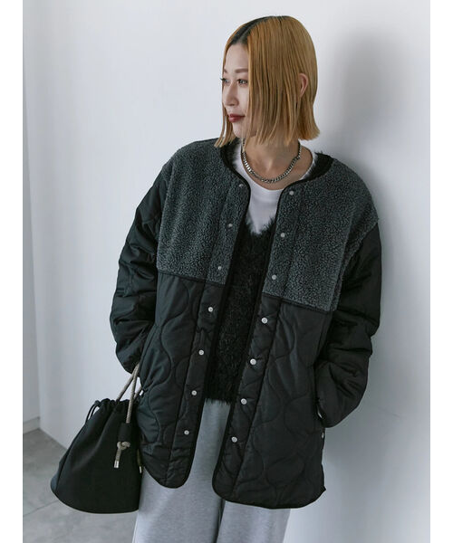 ボアキルトコンビリバーシブルコート｜サマンサモスモス ブルーの通販