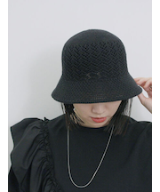 透かし柄ニットバケットハット