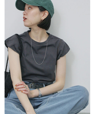 ハシゴレース付きフレンチTシャツ