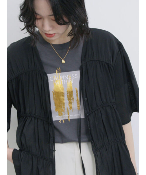 リボンギャザーティアードブラウス