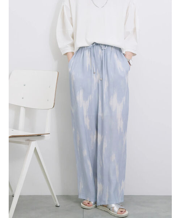 【接触冷感】水彩柄イージーパンツ