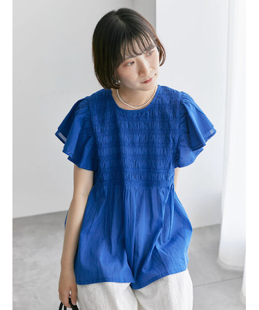 【Made in India】シャーリングブラウス