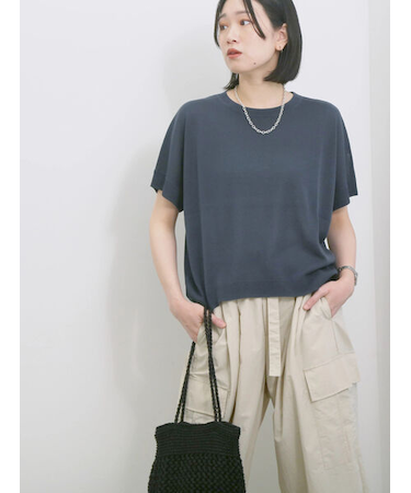 【マシンウォッシャブル】麻タッチニットプルオーバー