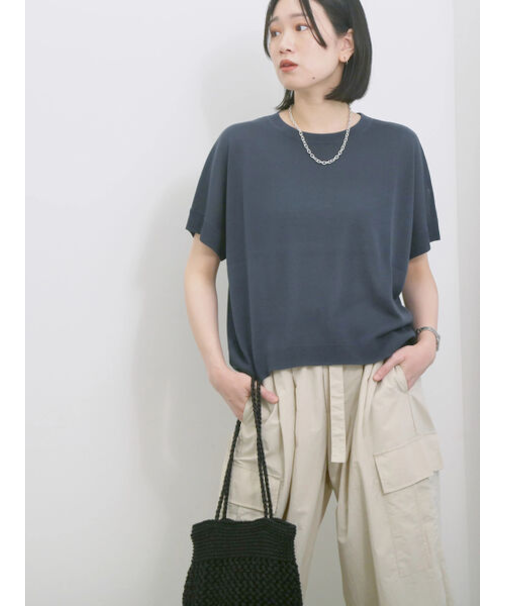 【マシンウォッシャブル】麻タッチニットプルオーバー