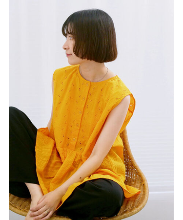 【Made in India】ノースリーブレースブラウス