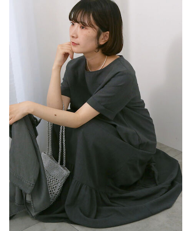 リネンタッチマキシティアードワンピース