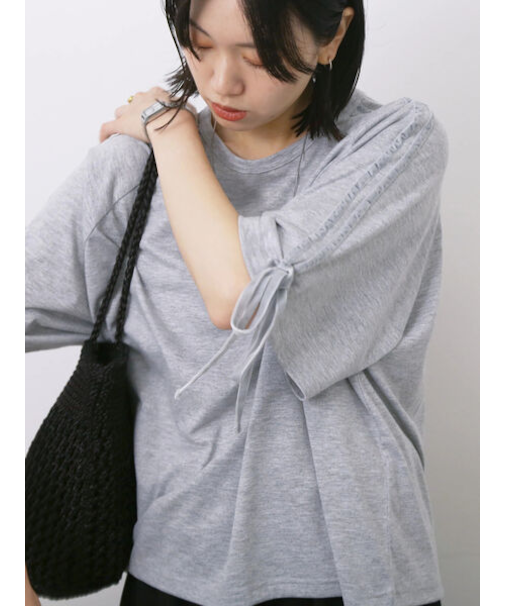 ◎【接触冷感】ベロアラインリボンTシャツ