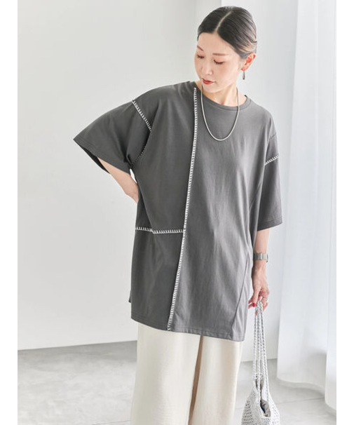 ◎【接触冷感】切替ステッチチュニック