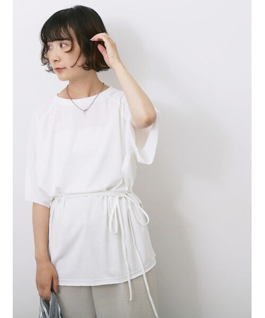 ◎【接触冷感】ウエストリボンTシャツ