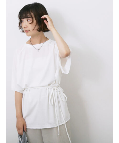 ◎【接触冷感】ウエストリボンTシャツ