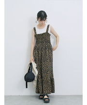 花柄シャーリングワンピース