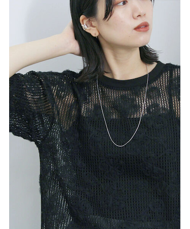 チュールフラワーコードTシャツ
