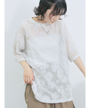 チュールフラワーコードTシャツ