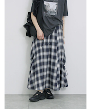 オンブレチェックドロストギャザースカート