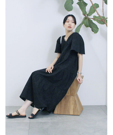 花ジャガードティアードワンピース