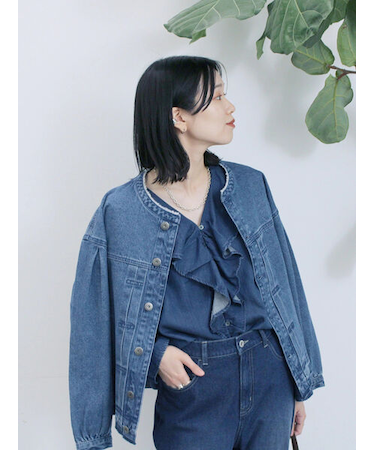 【ECO DENIM 】 ノーカラーブルゾン