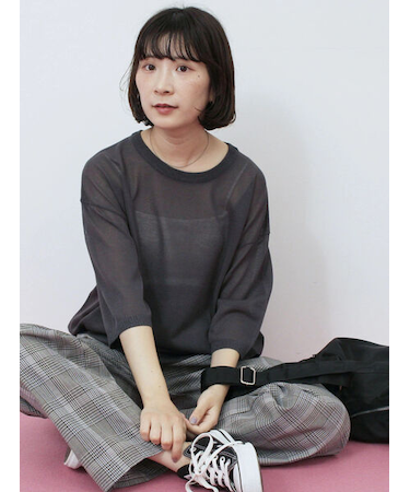 7分袖ラメニットプルオーバー