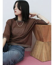 7分袖ラメニットプルオーバー