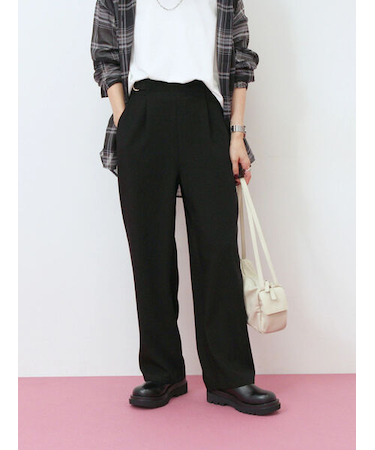 【イージーケア】サイドタブストレートパンツ