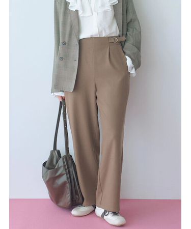 【イージーケア】サイドタブストレートパンツ