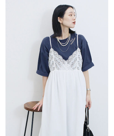 胸レースキャミワンピース