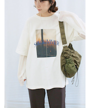 袖シフォンレイヤードプルオーバー
