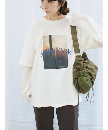 袖シフォンレイヤードプルオーバー