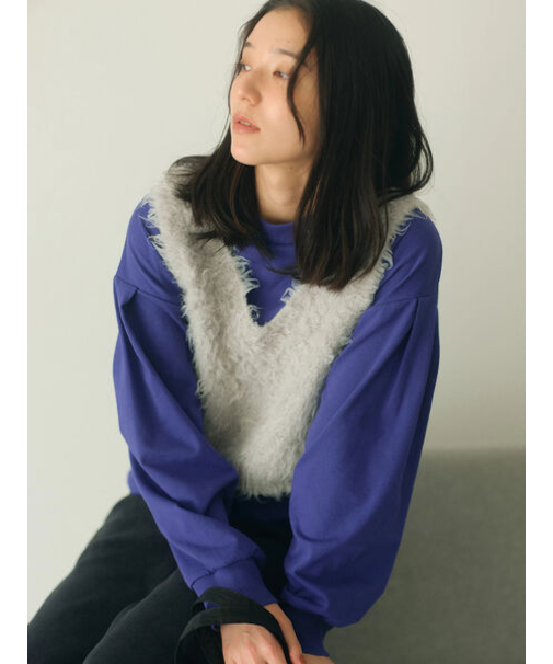 ポンチ袖タックプルオーバー