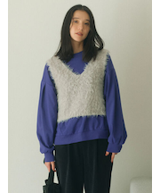 ふわふわショート丈ニットベスト