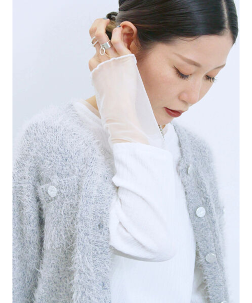 膨れジャガード袖チュールプルオーバー