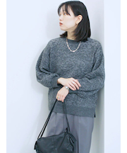 微起毛花ジャガードニットプルオーバー