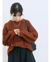 微起毛花ジャガードニットプルオーバー