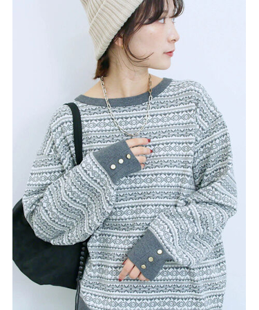 もちもちジャガードニットプルオーバー