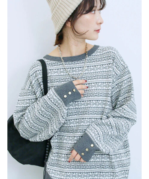 もちもちジャガードニットプルオーバー