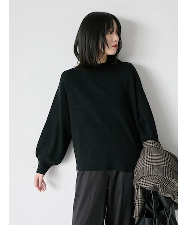 【Hug knit】袖ボリュームハイネックプルオーバー