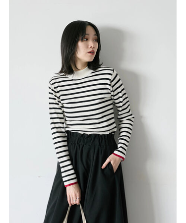 【Hug knit】リブハイネックプルオーバー