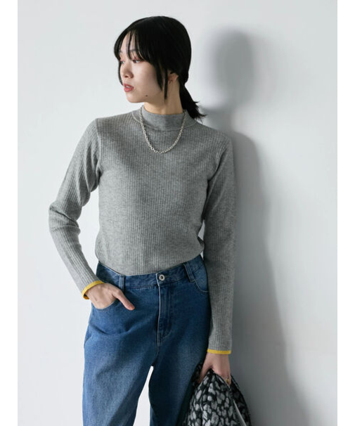 【Hug knit】リブハイネックプルオーバー