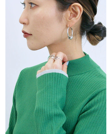 【Hug knit】リブハイネックプルオーバー