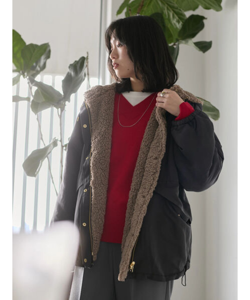 リバーシブルボアマウンテンパーカー