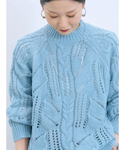 透かしケーブルニットプルオーバー