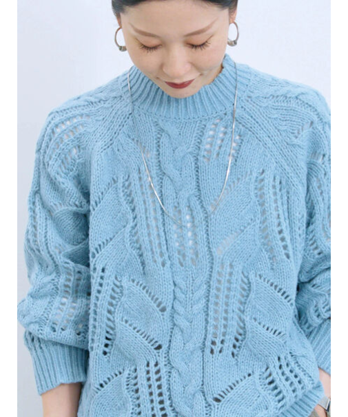 透かしケーブルニットプルオーバー