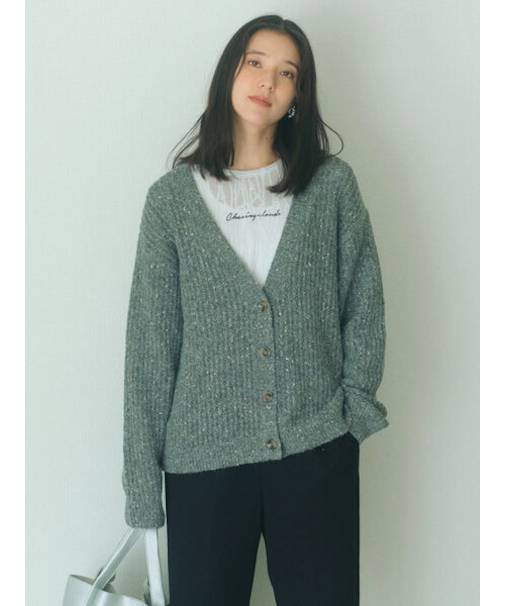 ラメニットVネックカーディガン