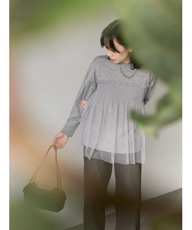 ◎チュールドッキングニット