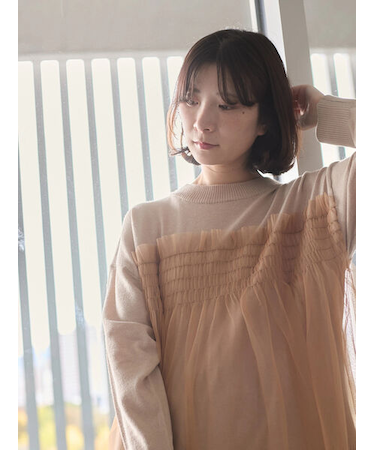 ◎チュールドッキングニット